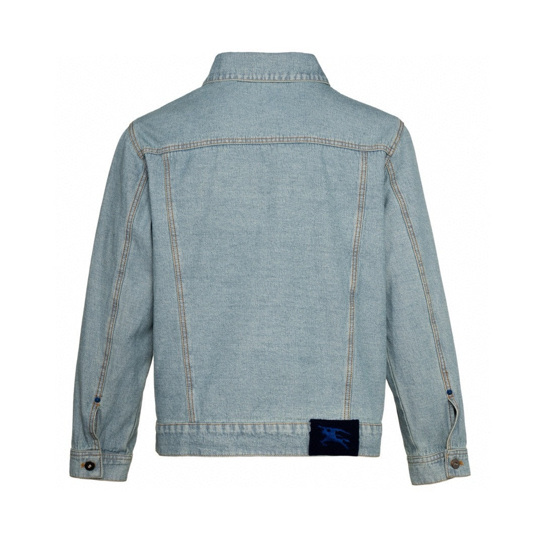 Burberry Printed Denim Jacket in Denim Blue