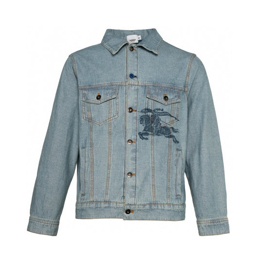 Burberry Printed Denim Jacket in Denim Blue
